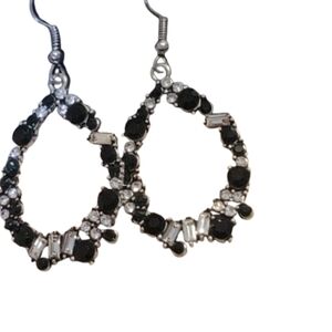 Earrings Crushing Couture Dark Green Rhinestone Dangle Fish Hook Earrings